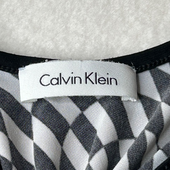 Calvin Klein Checkerboard Racing Dress Women Racer Back Small Midi - Picture 5 of 11